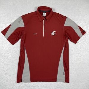 Washington State Polo Shirt Mens Medium Red‎ Nike Wazzu Cougars Football Travel